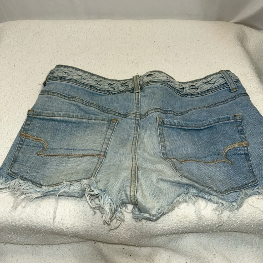 American Eagle Outfitters Blue Distressed Jean Shorts‎